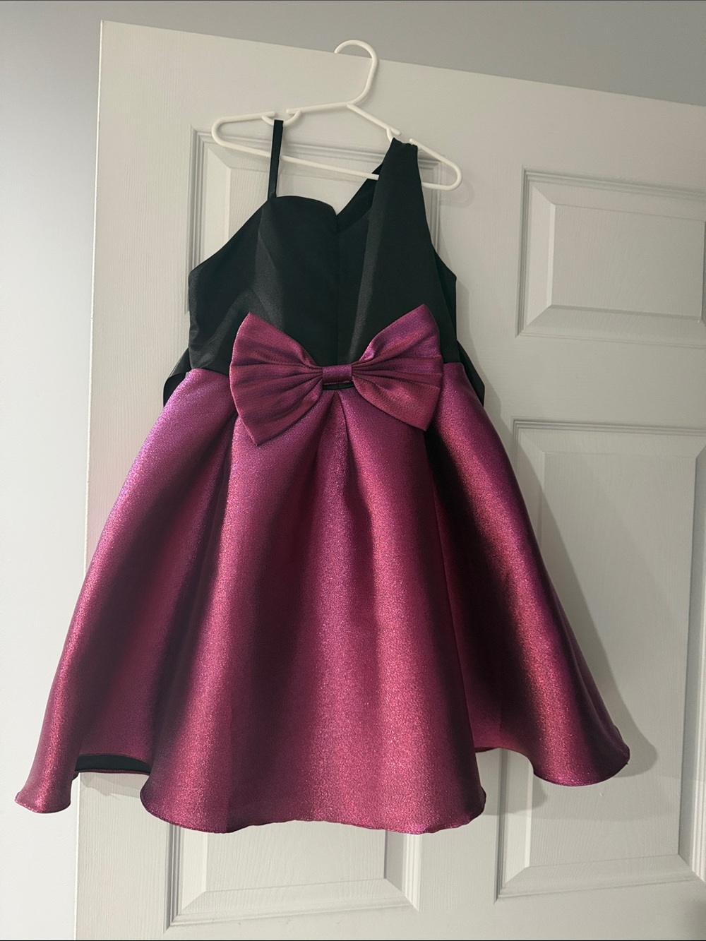 Girls Black & Plum Sparkle Bow Party Dress